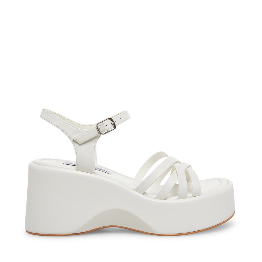 Sandalias de Plataforma Steve Madden Crazy30 Cuero Mujer Blancas | ES IO2439